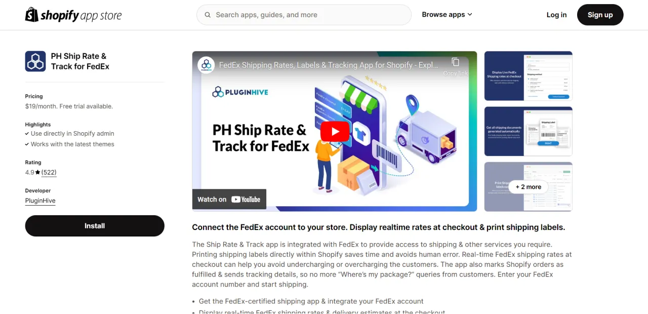 PH Ship Rate & Track for FedEx