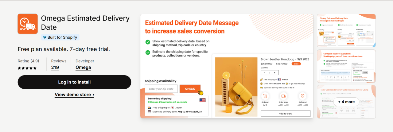 Omega Estimated Delivery Date - Shopify delivery date app