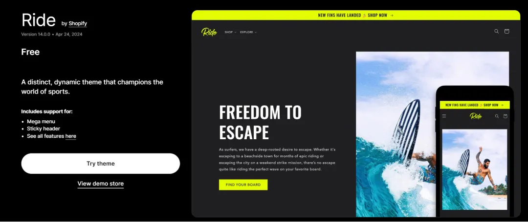 Ride - Free Shopify Theme