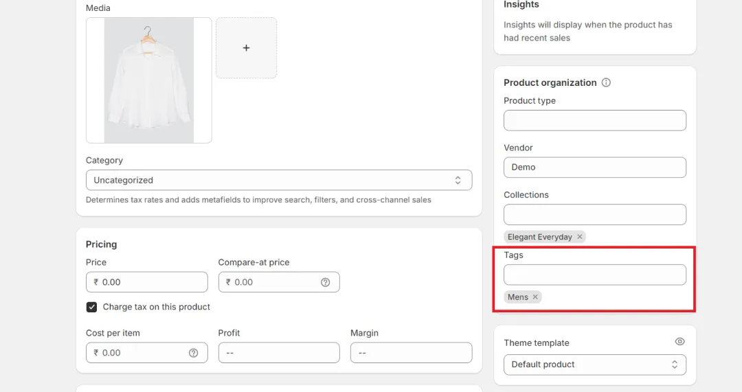 Create Tags on Shopify