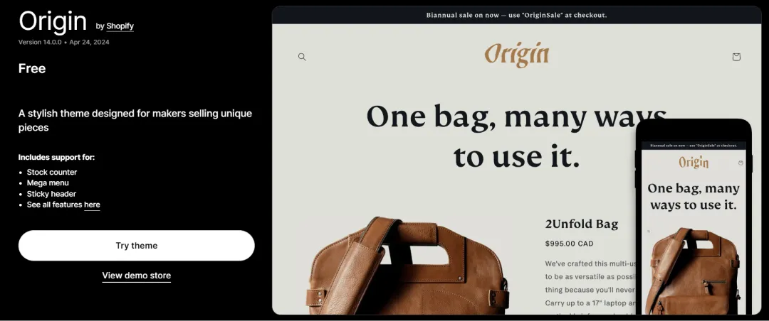 Origin - Free Shopify Theme