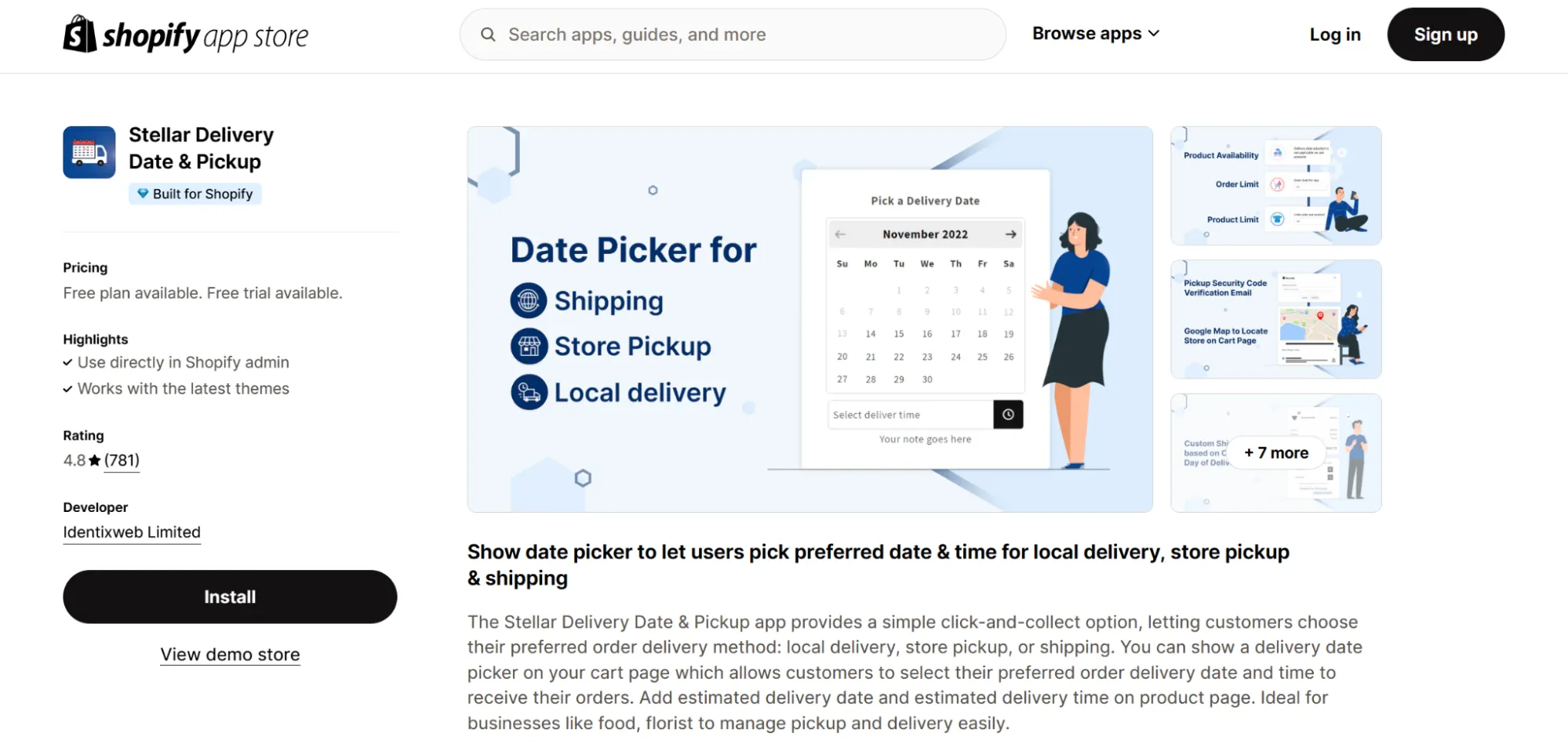 install stellar delivery date & pickup