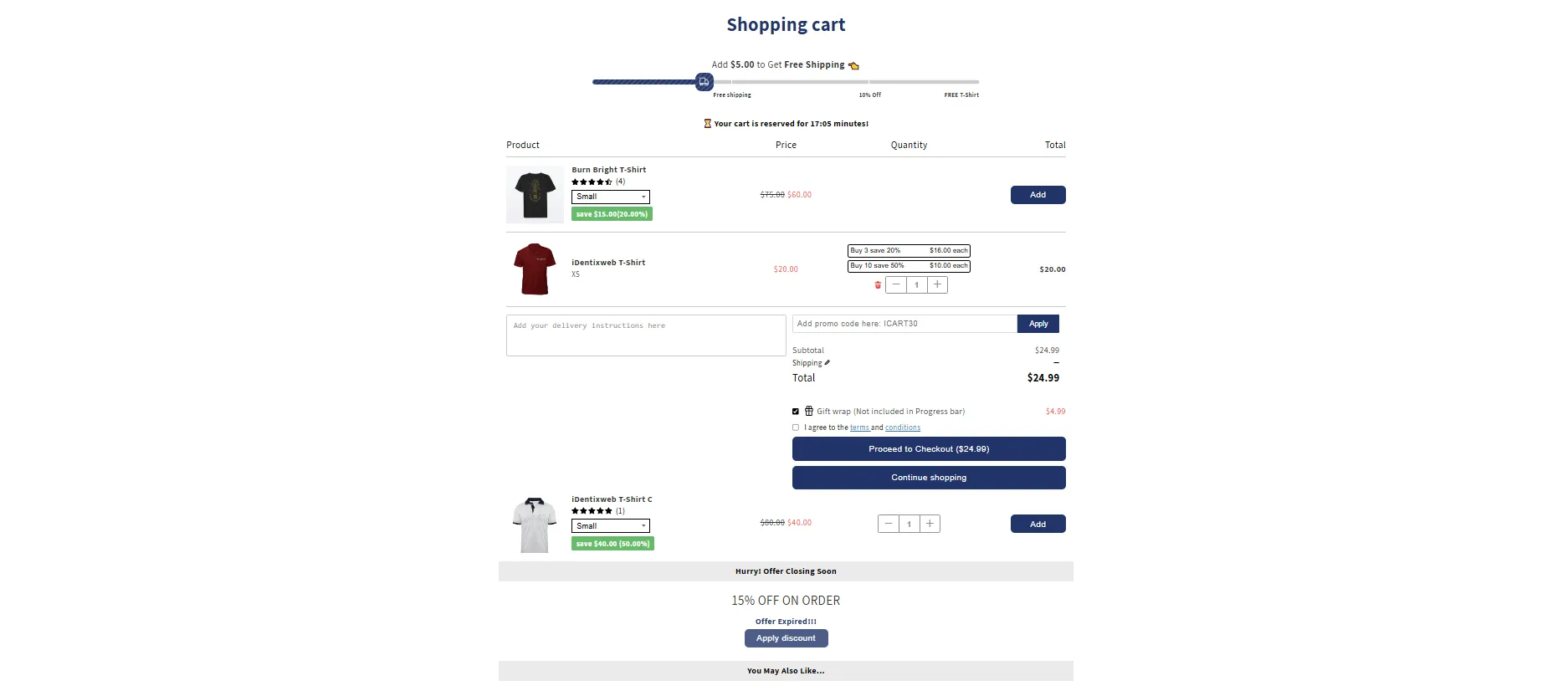 cart page upselling