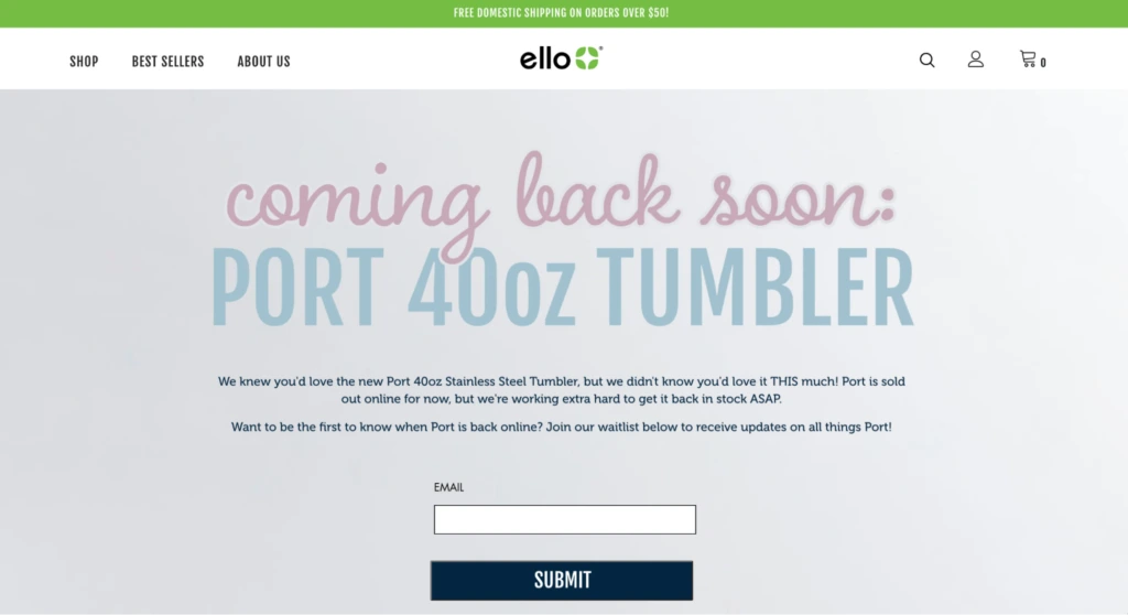 Ello’s coming soon page using a simple yet striking design